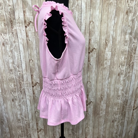 Cato Pink Ruffled Flutter Sleeve Blouse - Picture 2 of 9
